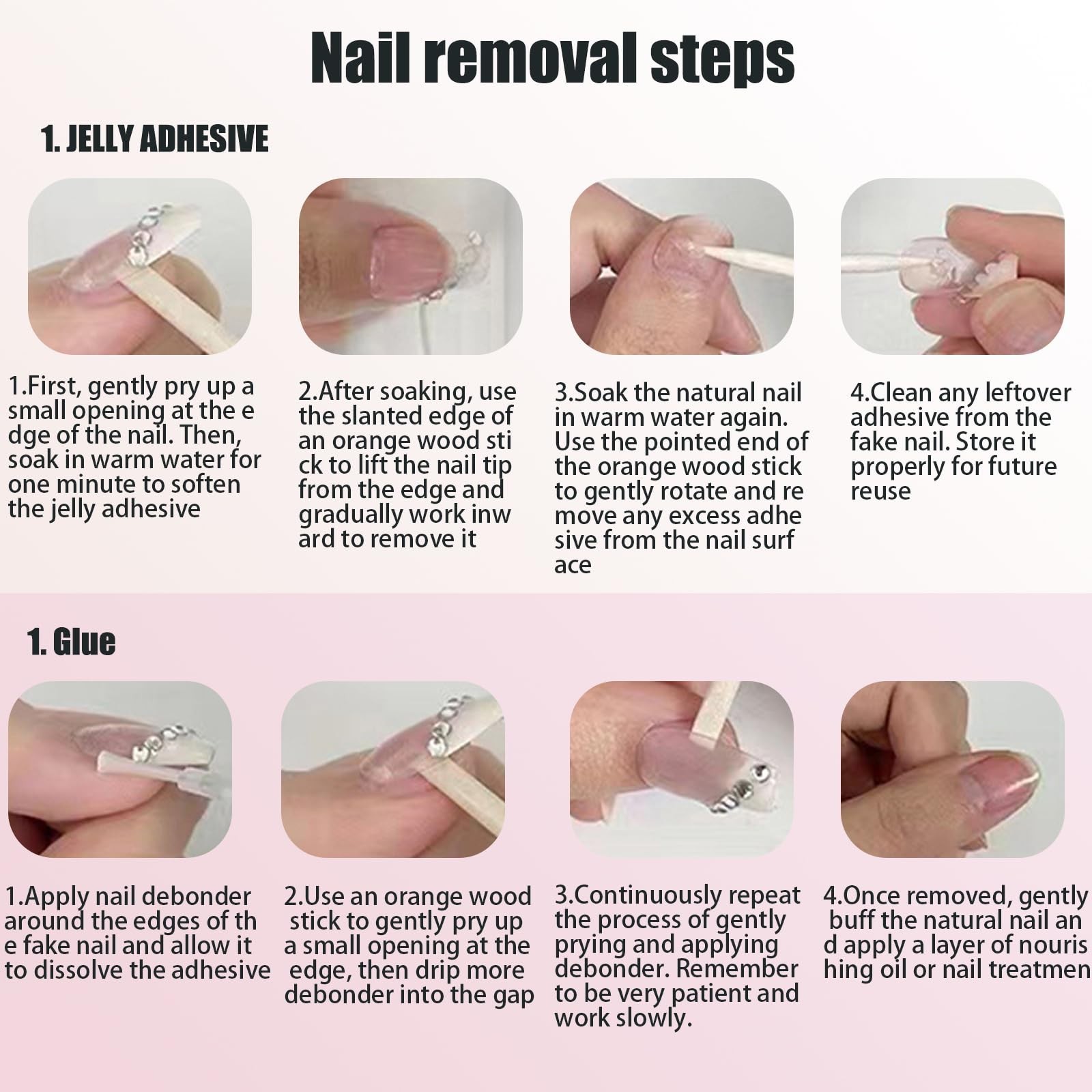 3D Almond Pink Press On Nails with Peach Blossom Design – Reusable Acrylic False