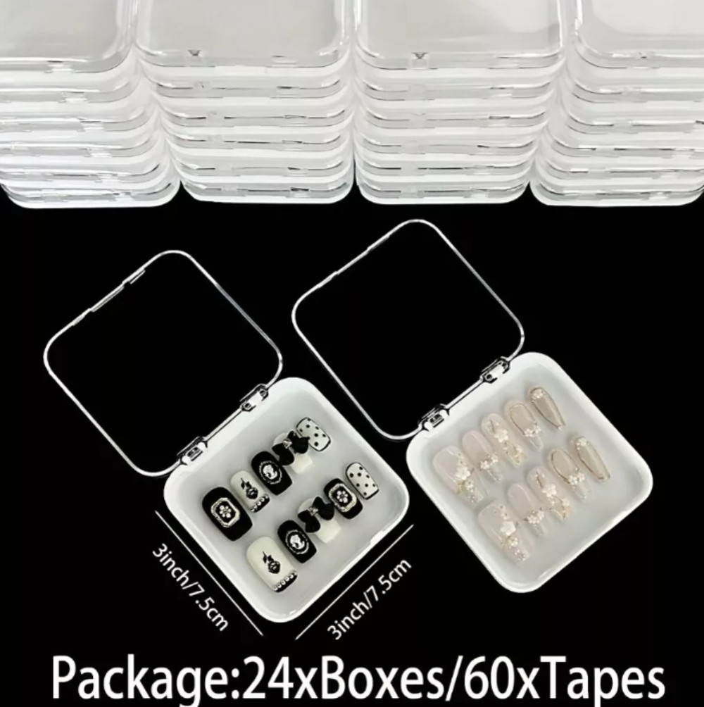 24 Pcs Press On Nail Storage Box in white, Acrylic Fake Nail Display Case w…