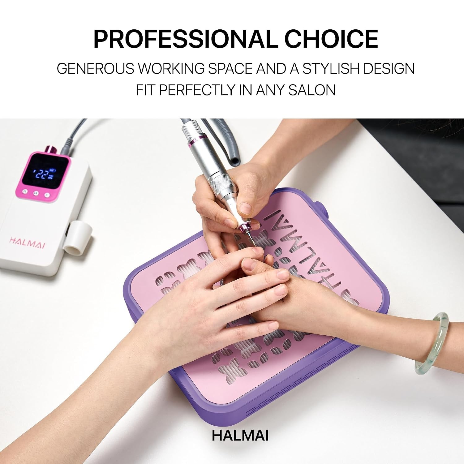 Cordless Rechargeable Nail Dust Collector – 5000 RPM & 800Pa Suction in Mauve…