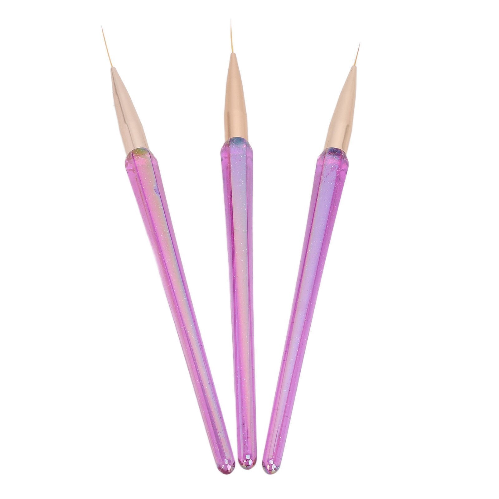 3pcs Nail Liner Brushes Set 12/16/21mm Super Fine Nail Art Striping Brushes