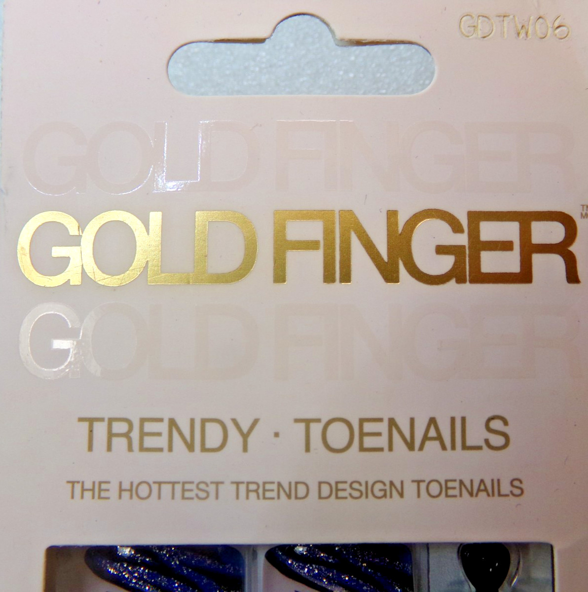 Gold Finger for Kiss Wider Fit Glue-On TOENAILS Wild Animal Stripes Black & Blue