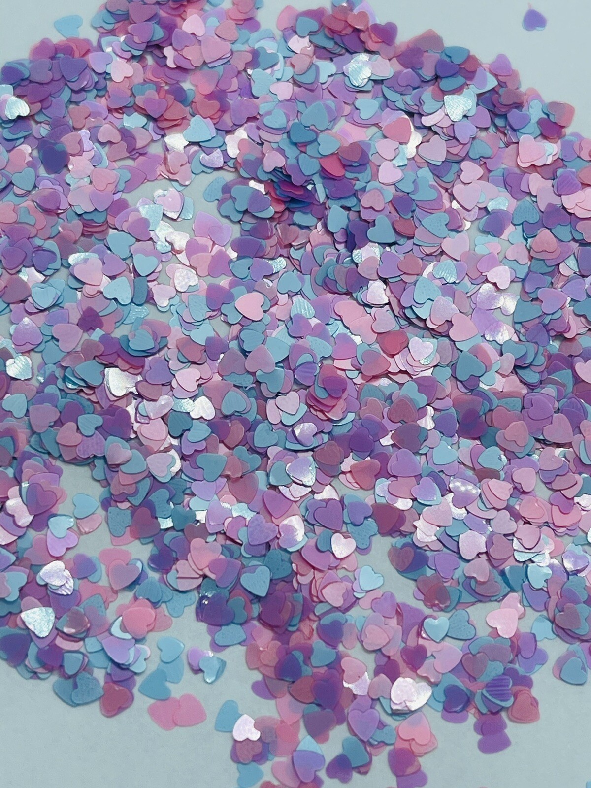 Baby Blue, Pink, Purple Hearts Nail Glitter | 1 TSP | Gel Nail Art & Acrylic