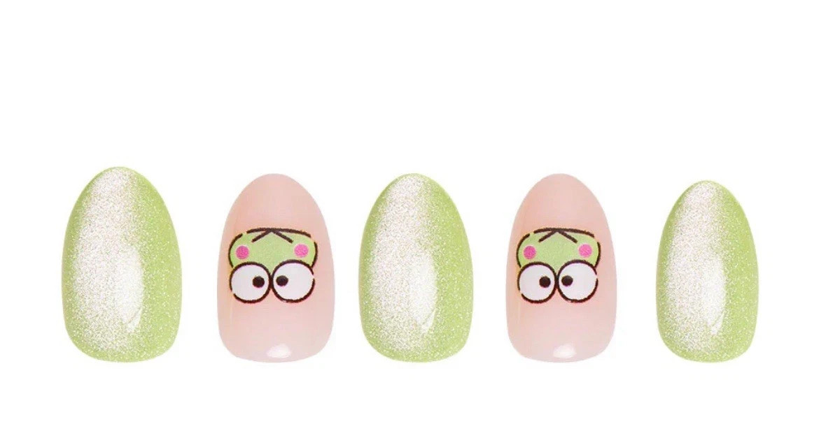 Glamnetic Nails Hello Kitty and Friends, Keroppi with Glue