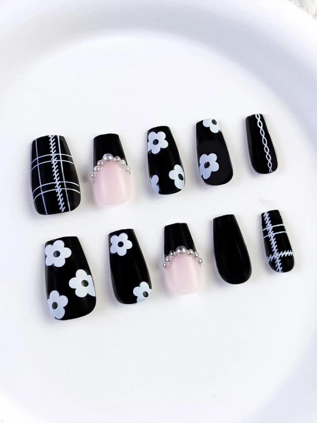 Secret Lives Premium Matte Artificial Coffin Shape Black & Translucent pink