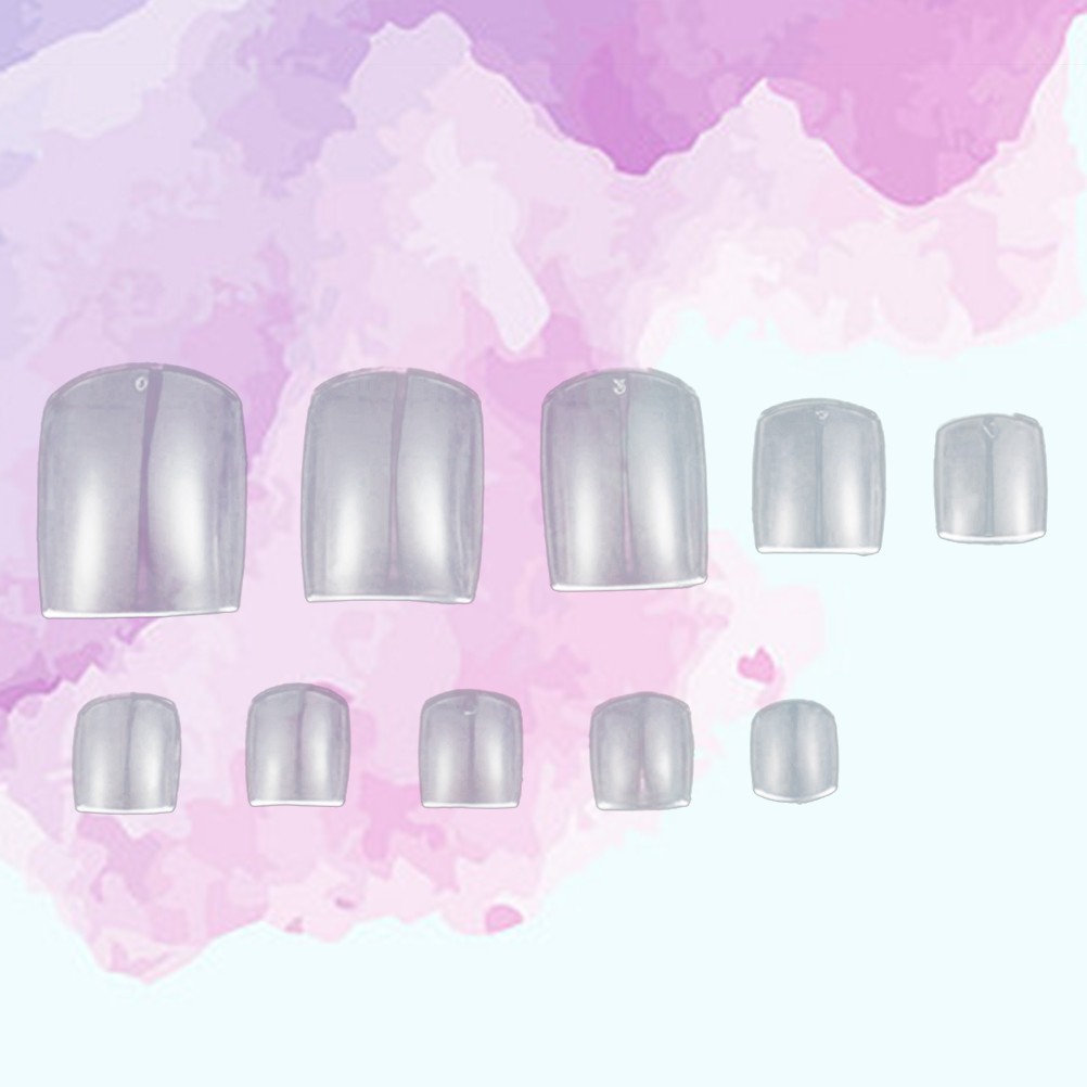100 Pcs Full Cover Toe Nail Tips Short Square False Nails Clear Fake