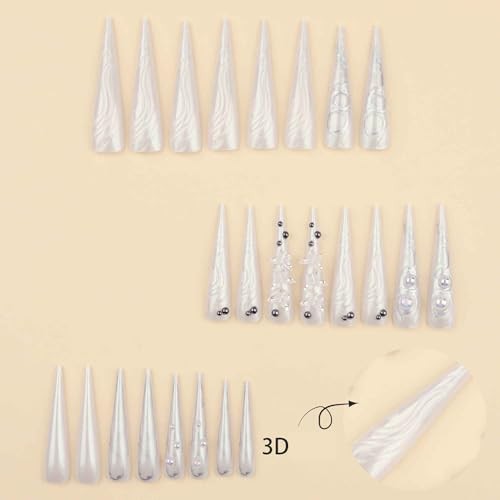 3D Press On Nails XXL Long Press On Nails with 3D Design Geometric 1130