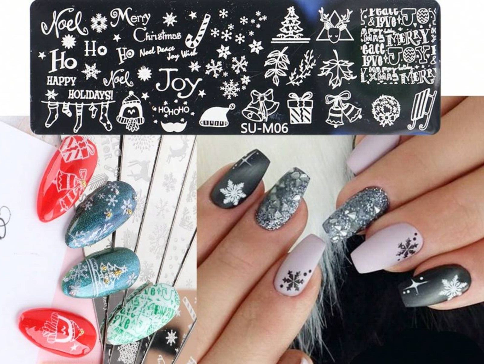 Christmas Nail Stamping Plate Snowflakes Santa Reindeer Winter Patterns Festive