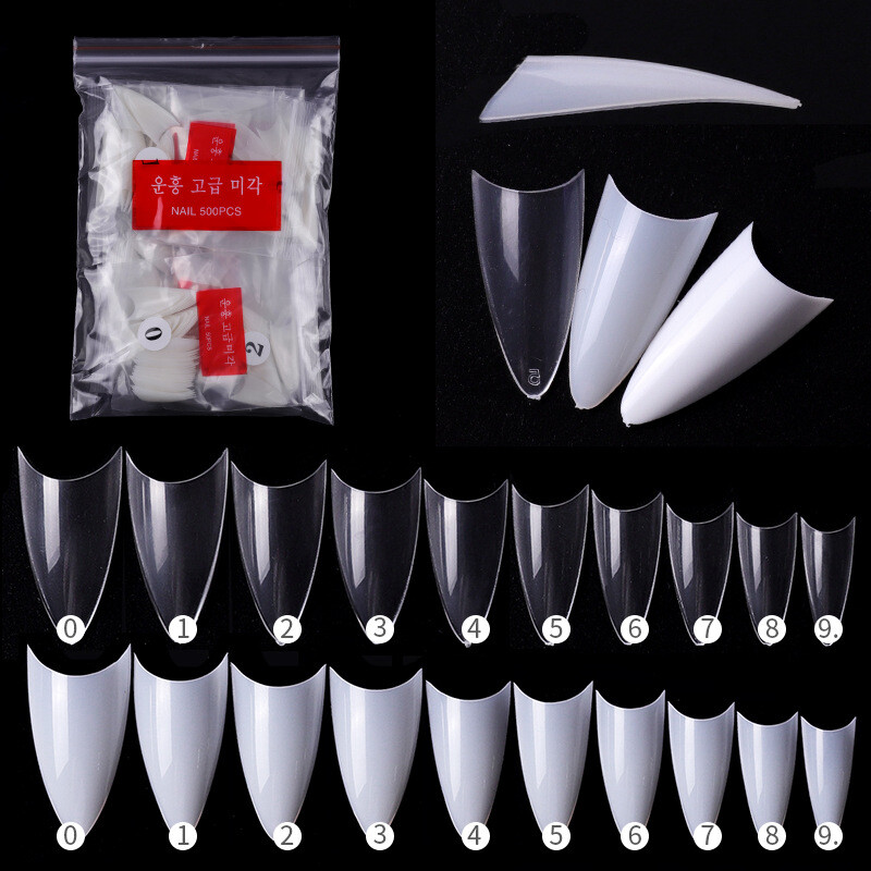 500 Pcs Stiletto Sharp False Nail Tips Nail Art Acrylic French Half False Tips