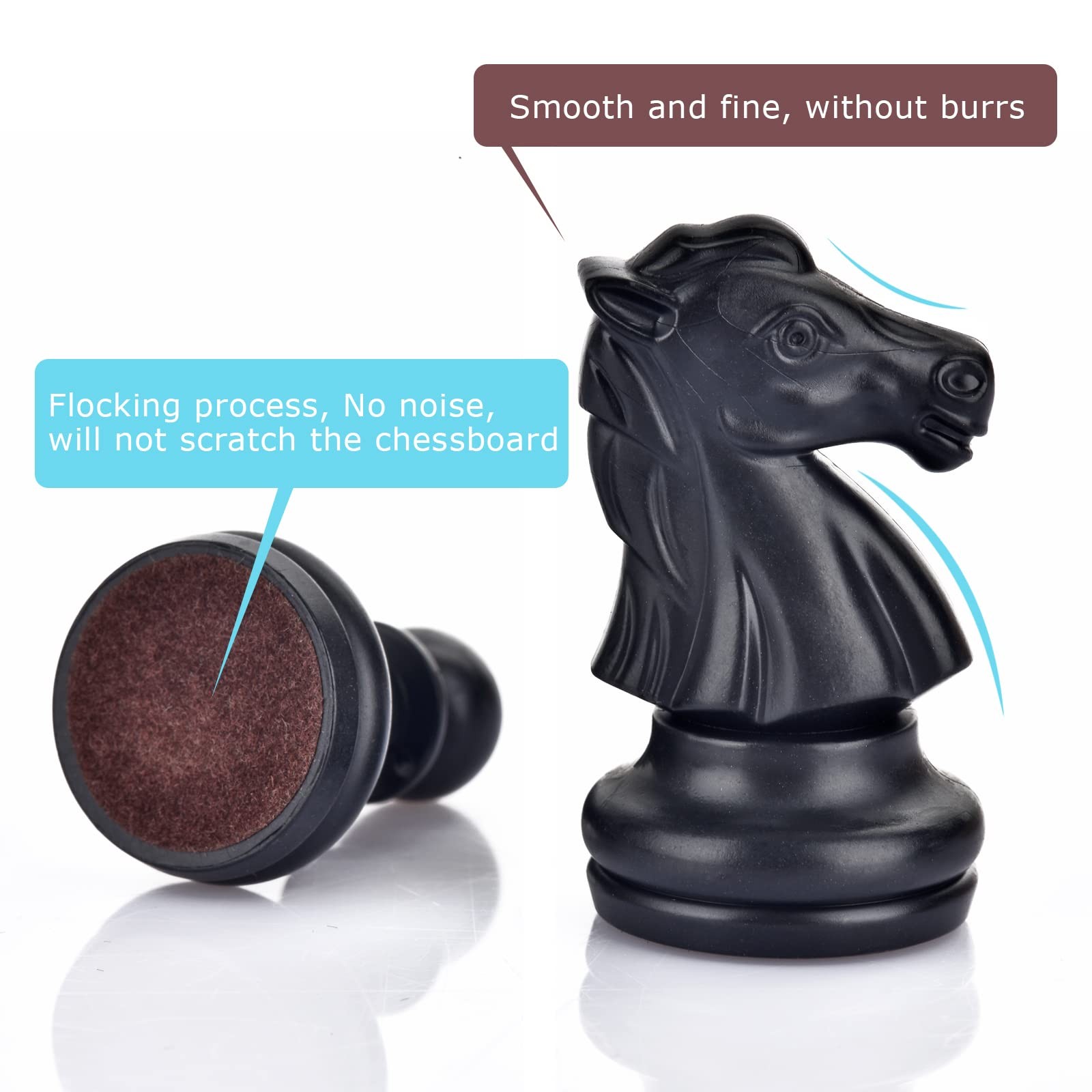QuadPro Chess Pieces Only, Magnetic Plastic 1.96 inches, Black, White