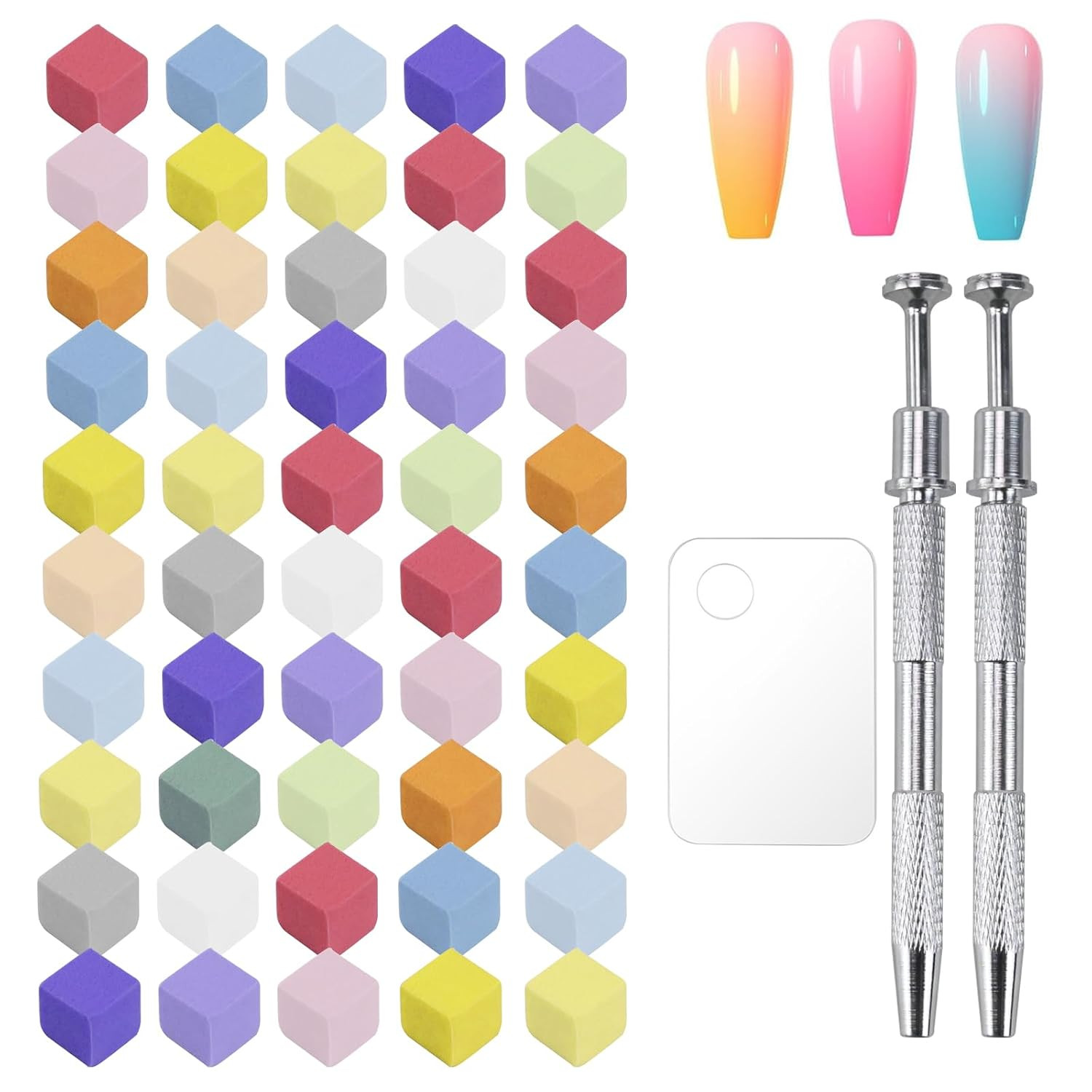 300Pcs Soft Nail Sponges for Ombre,Colorful Nail Art Sponges With Grabbing Pe…