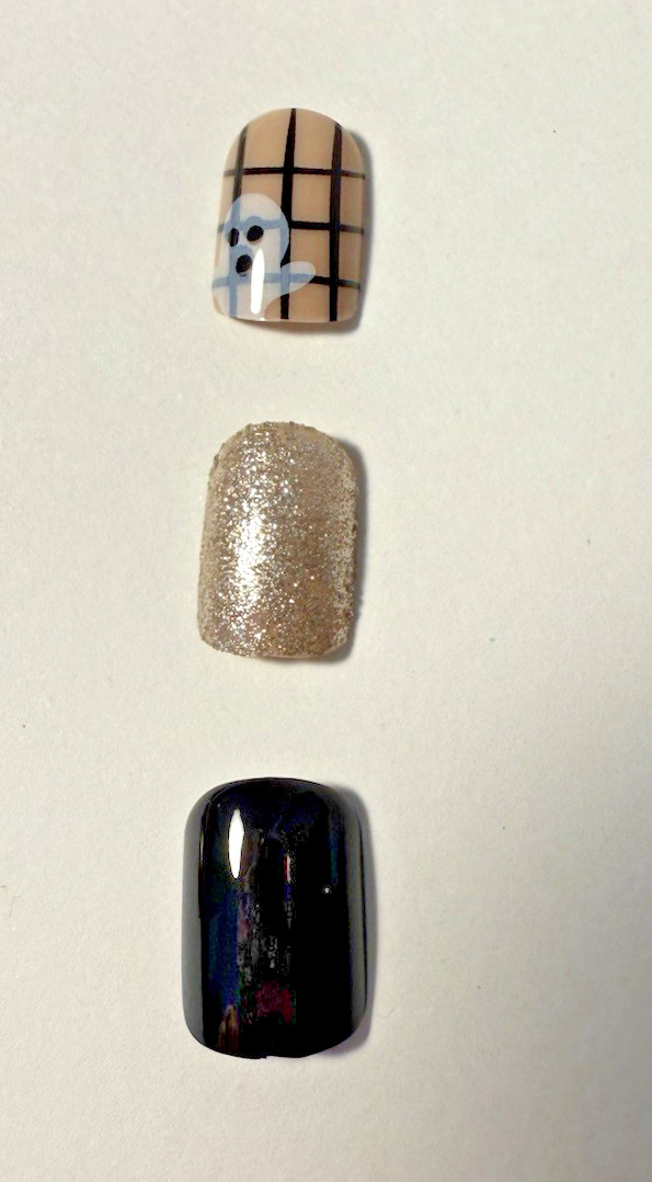 Halloween Press-On Nail Bundle – 2 Sets (Spider & Ghost Designs) + Nail Charms |