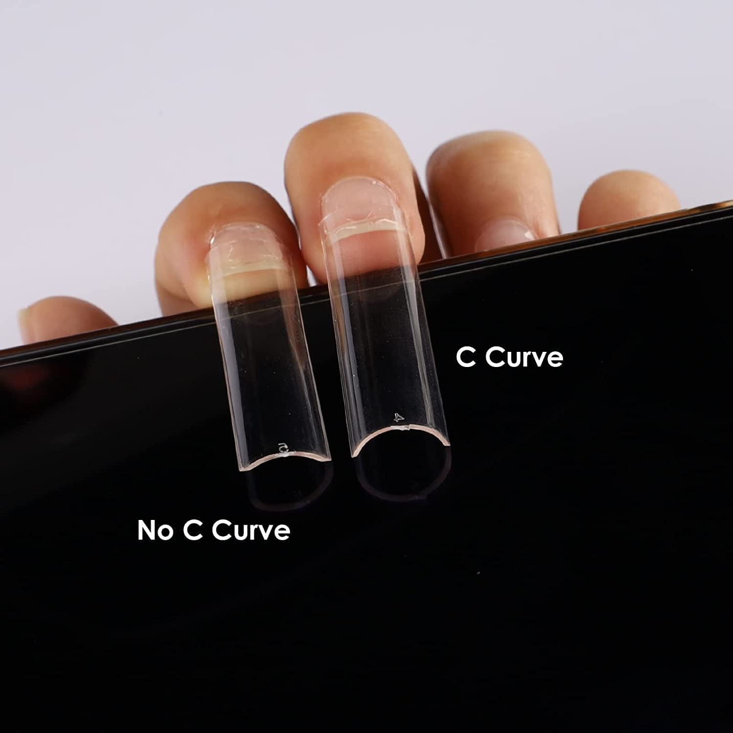 No C Curve Square Flat Nail Tips, 500Pcs XXL Extra Long Acrylic Clear Straight T
