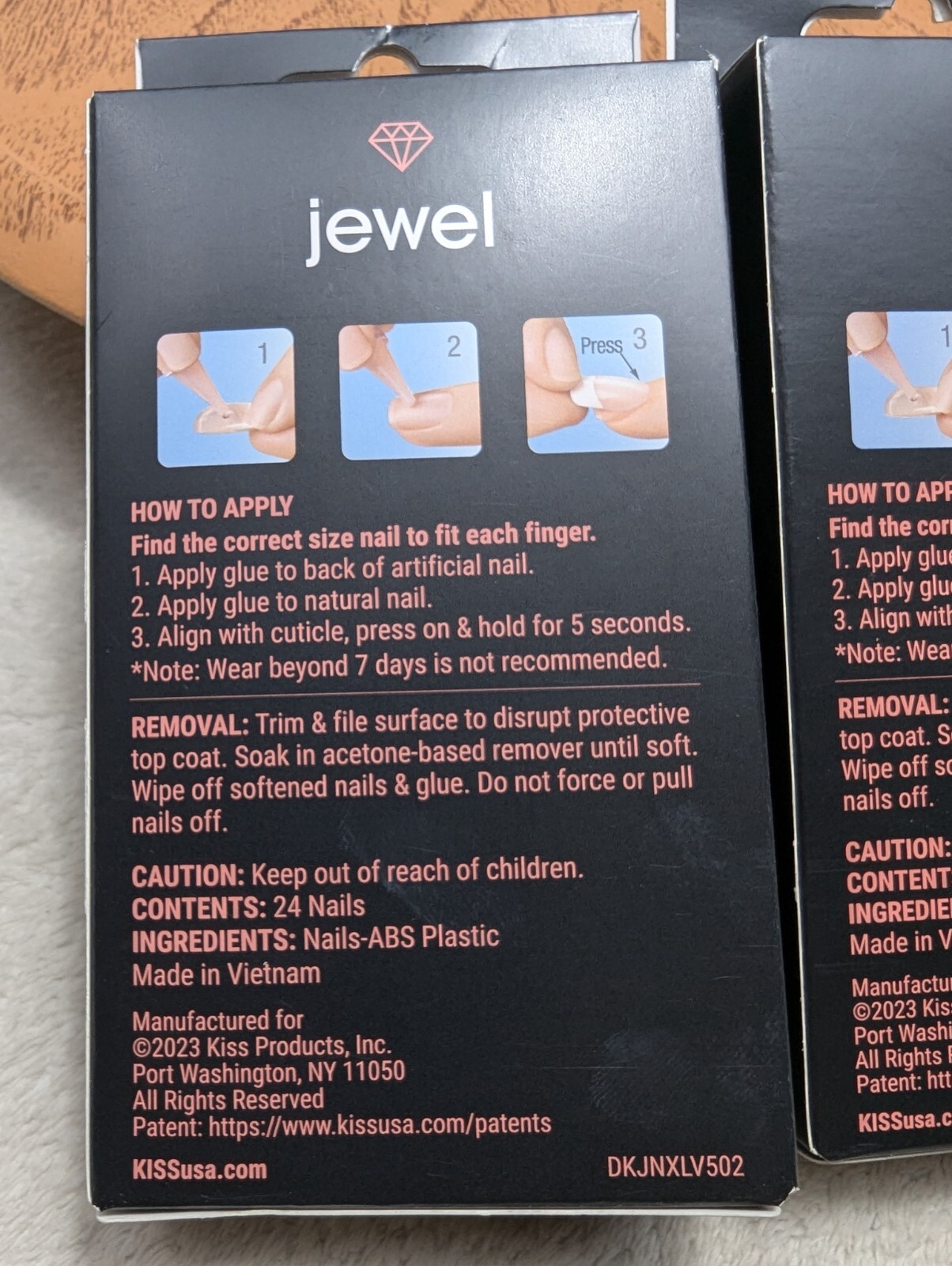Kiss Jewel High Fashion 2 BOXES Glamor Nails Long& Extra Long Sparkly Jewels NIB