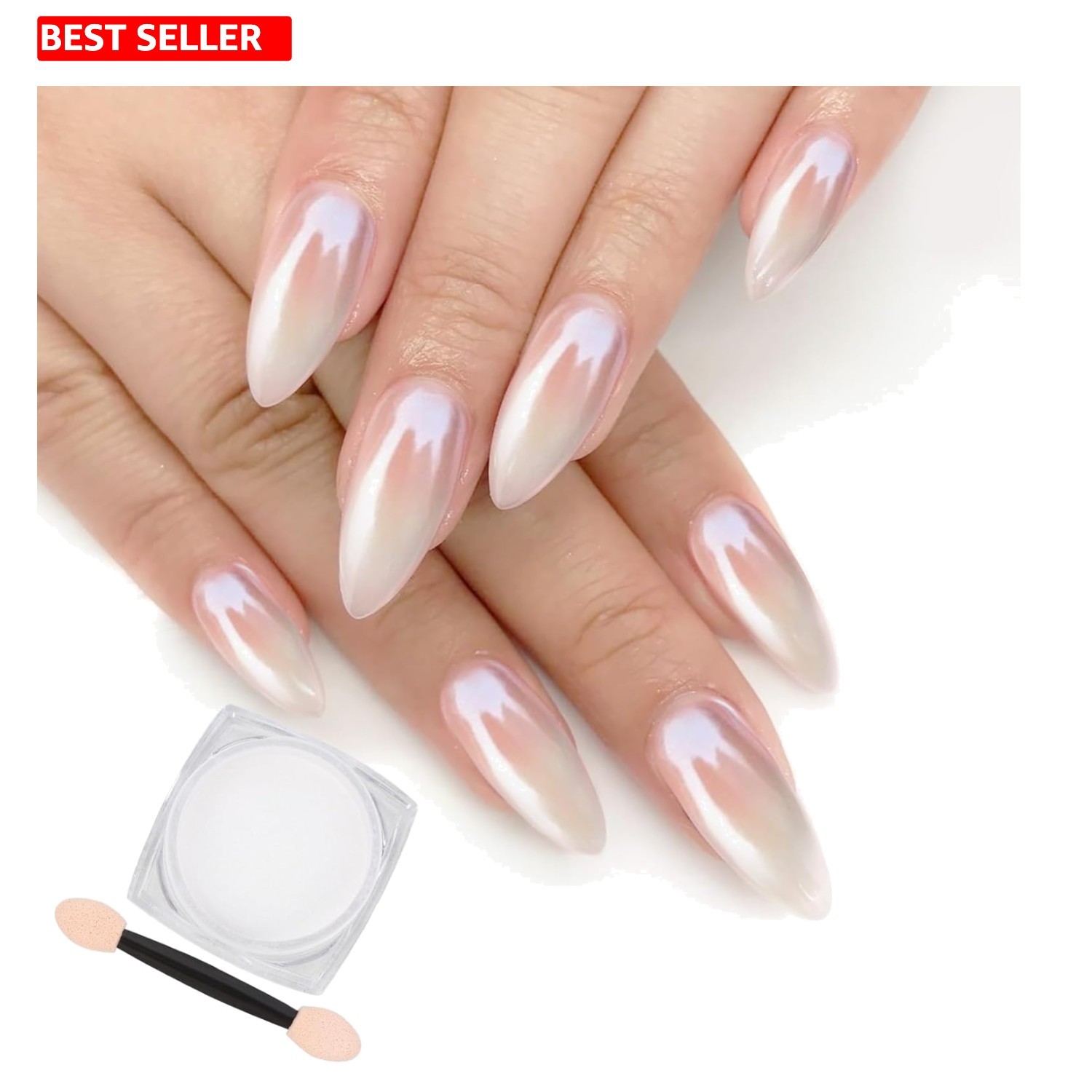 White Chrome Nail Powder – Iridescent Mermaid Pigment for Stunning Nail Art