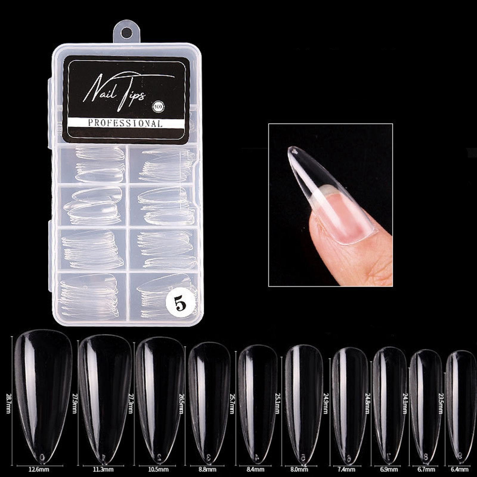 1-100PCS Fake Nails Tips Clear Acrylic Nail Tips Full Cover Half Cover False