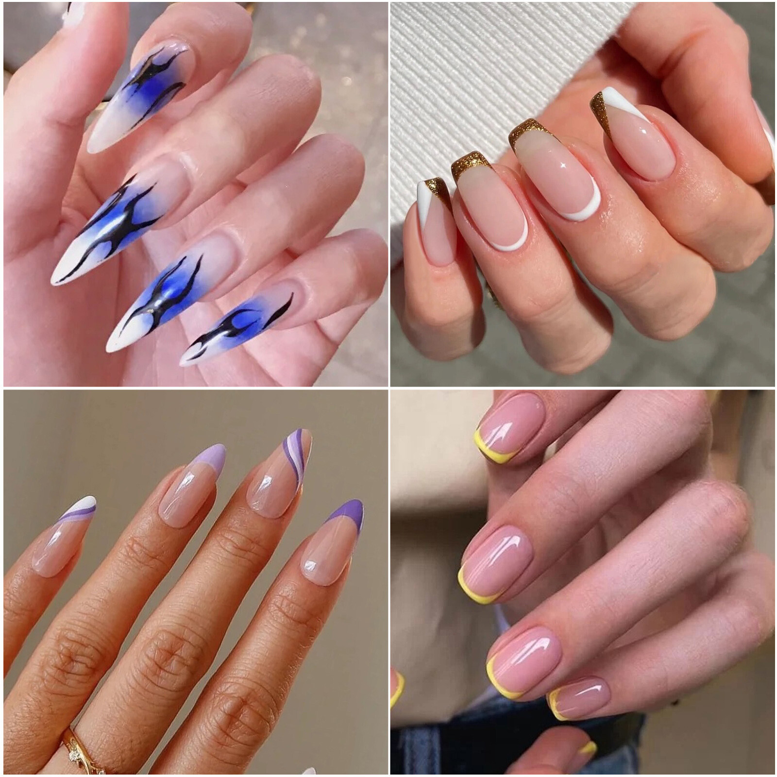 S/XL/3XL False Nail Tips Coffin Square Stiletto Almond Shape Acrylic Tips Clear