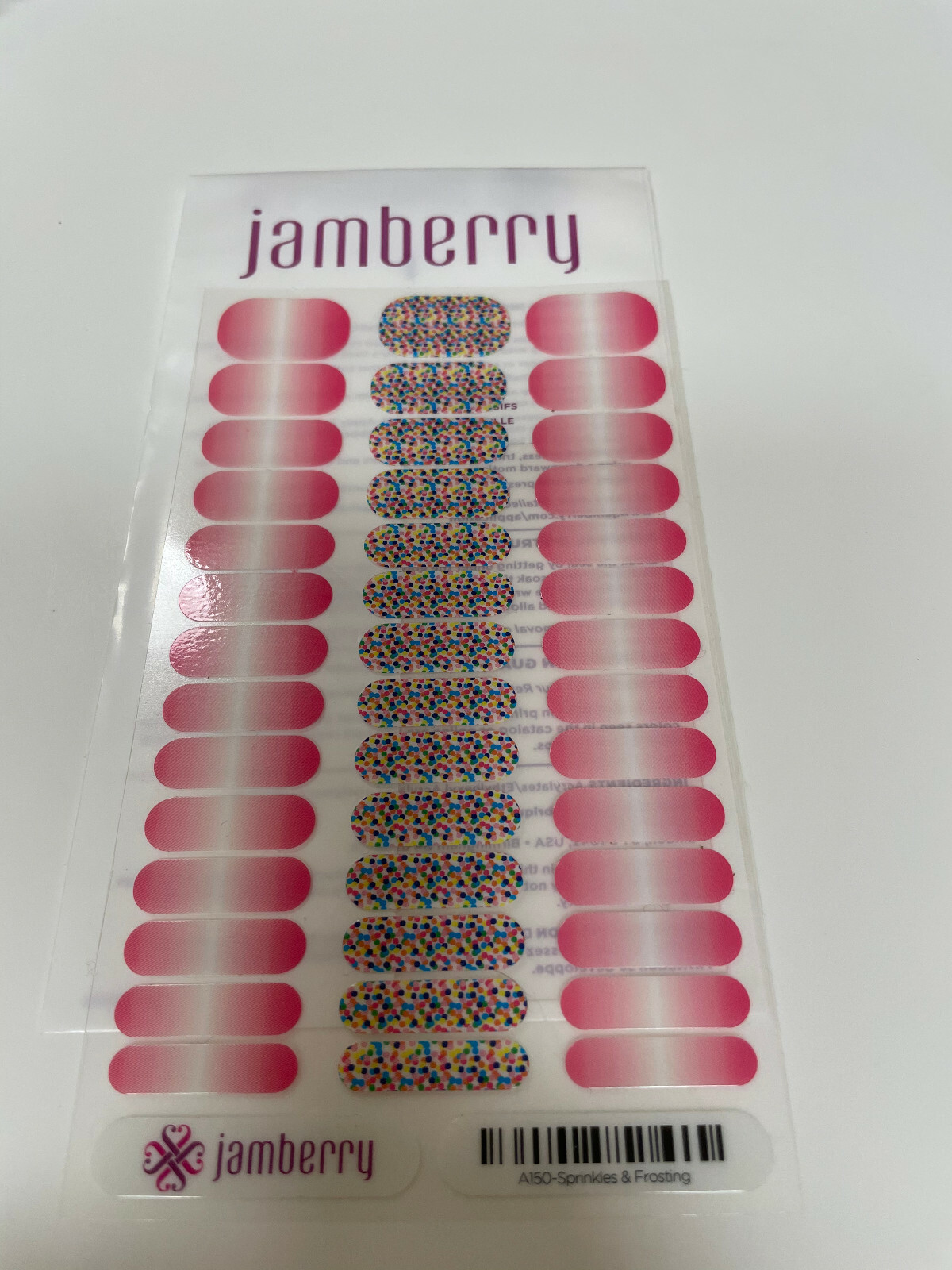 Jamberry Full Sheet – Sprinkles & Frosting – Junior Jr – Retired Ombre and Dots