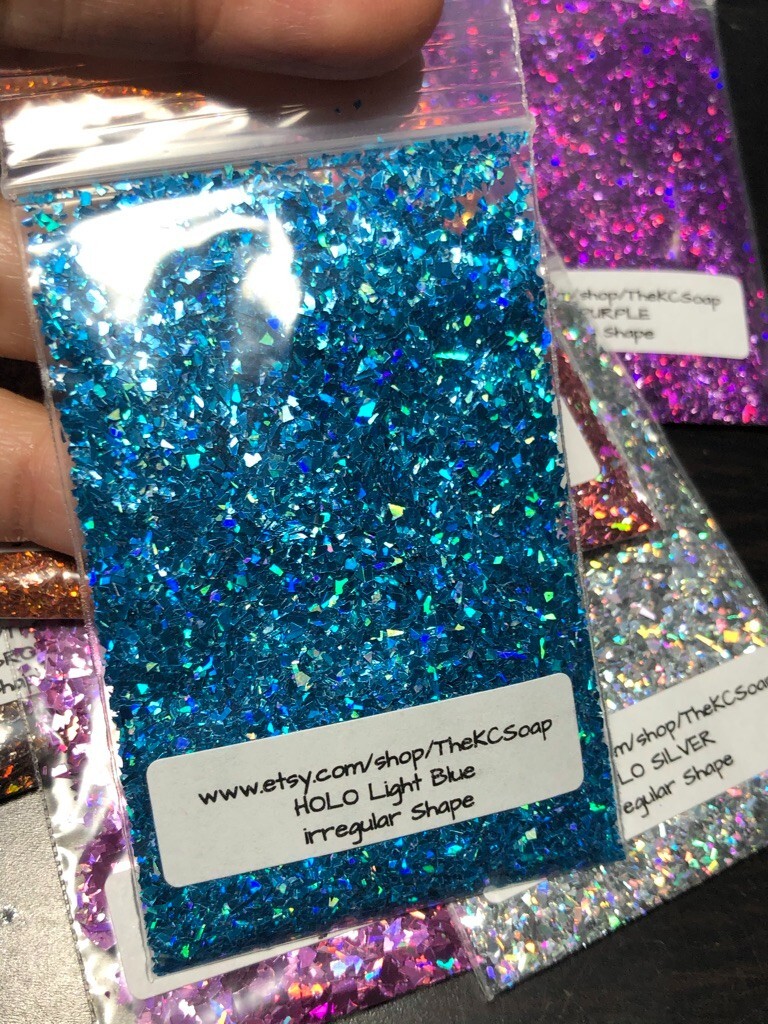 50g Solvent Resistant IRREGULAR CUT SHAPE Glitter LIGHT BLUE ART Nail Craft