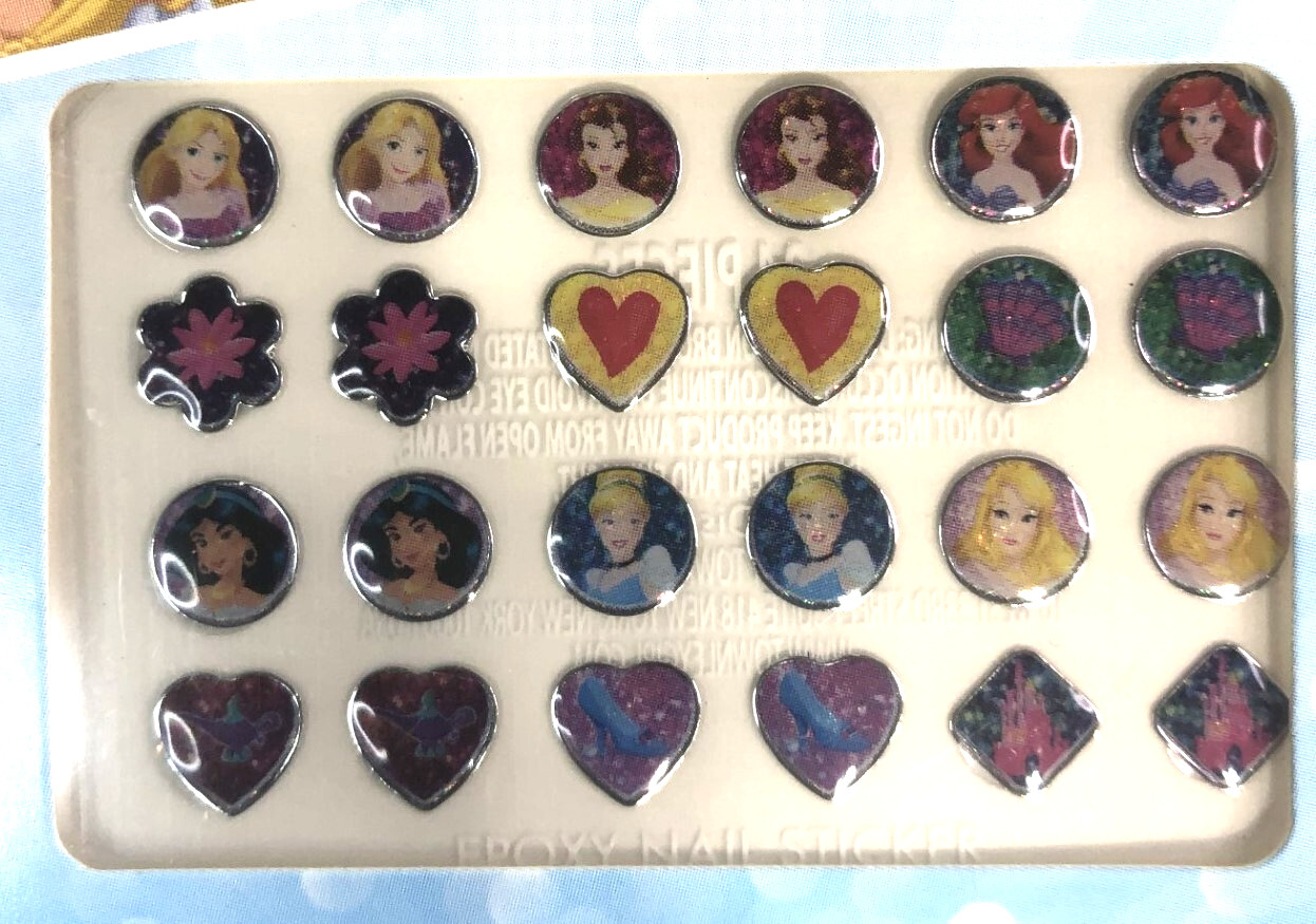 Disney PRINCESS Nail & Body Art Set 77ct EARRING STICKERS & Glow in the Dark FSH