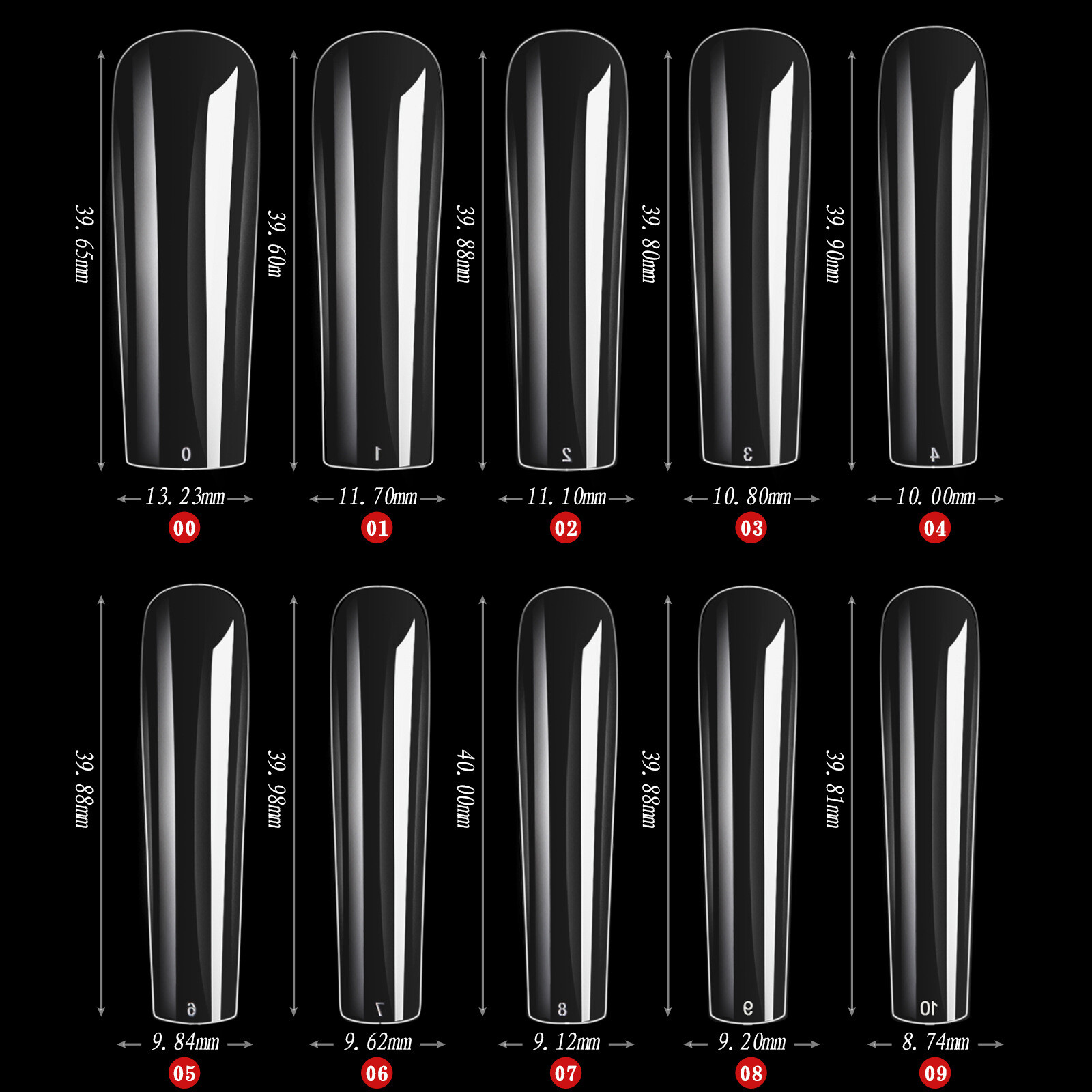 500pcs/bag Full Cover XXL Long Ballet Coffin Square Shape False Tips Nail Art