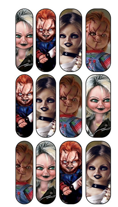Tiffany Bride of chucky Horror movie Halloween Nail decals Waterslide nail art