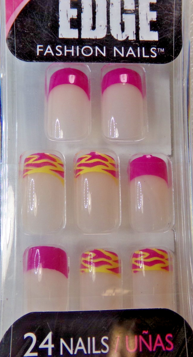 Fing’rs Edge Nails, Short, Pink & Yellow French, Glue on