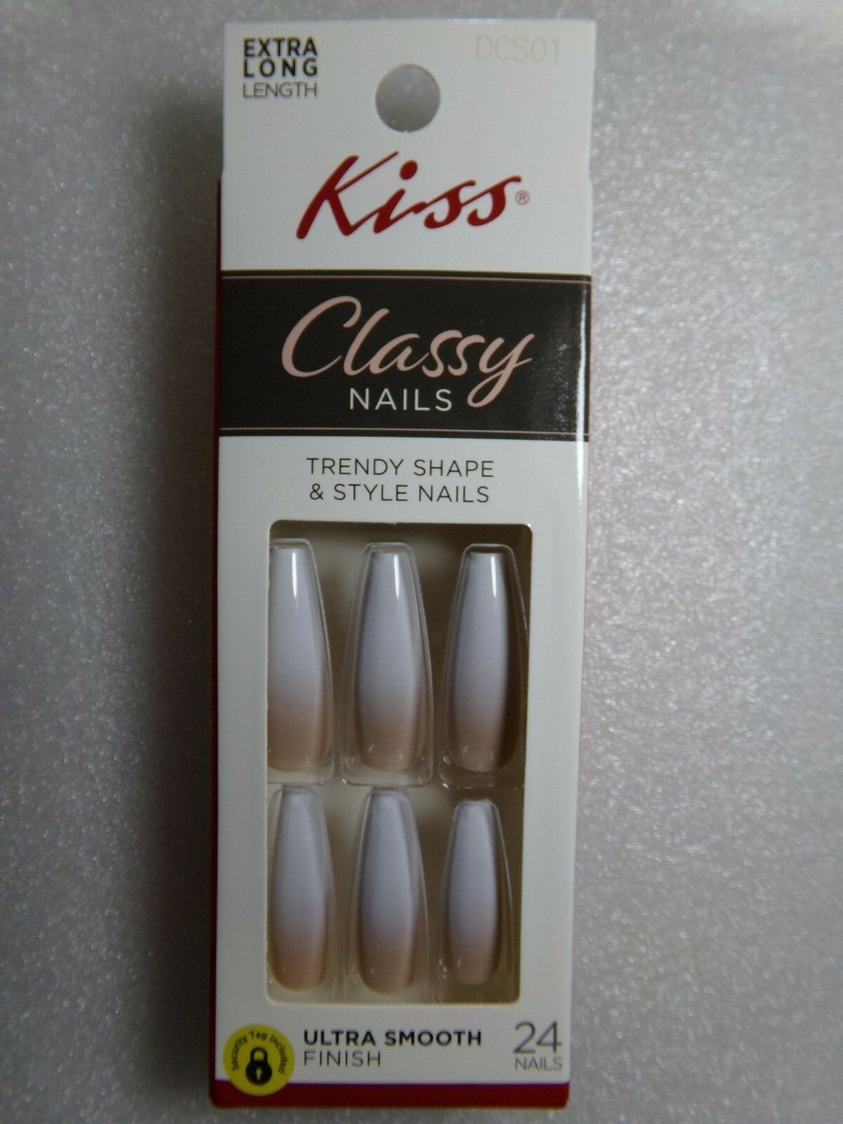 KISS NAILS GLUE ON EXTRA LONG- Ultra Smooth Tan & White Ombre Sculpted