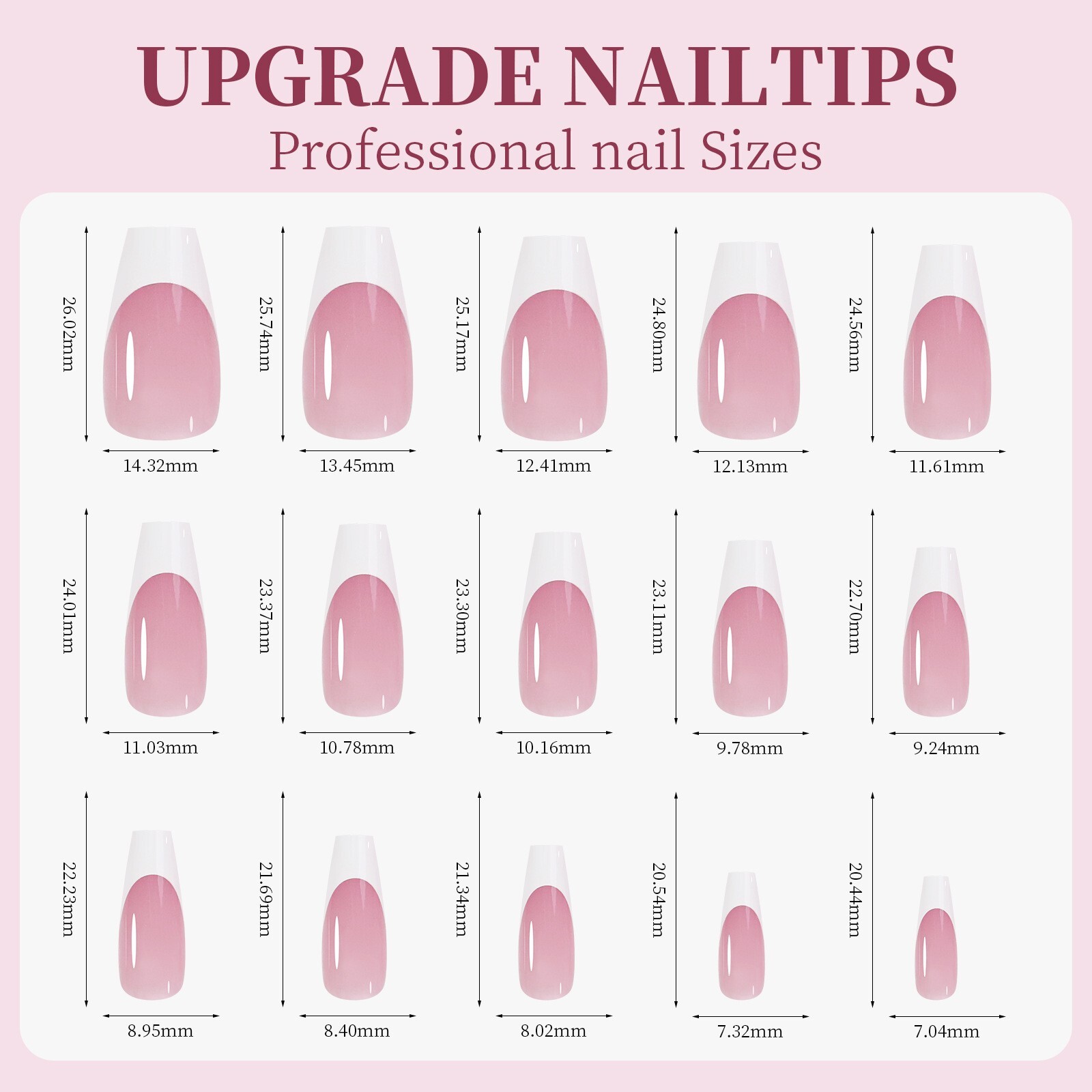 135Pcs Press on Nails French Shape Fake Nai Art Tips Manicure Set 15 Sizes