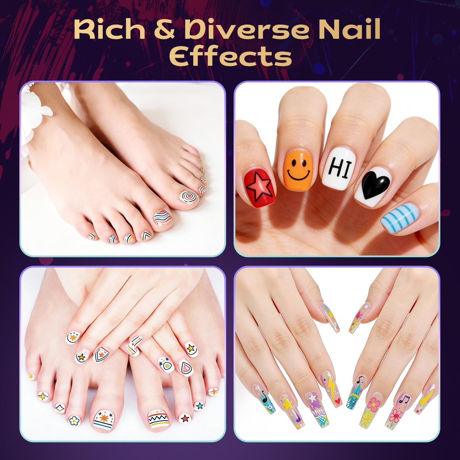 Nail Art Pens Set,12 Colors Double-Ended Nail Polish Markers Pens for 3D Nail…