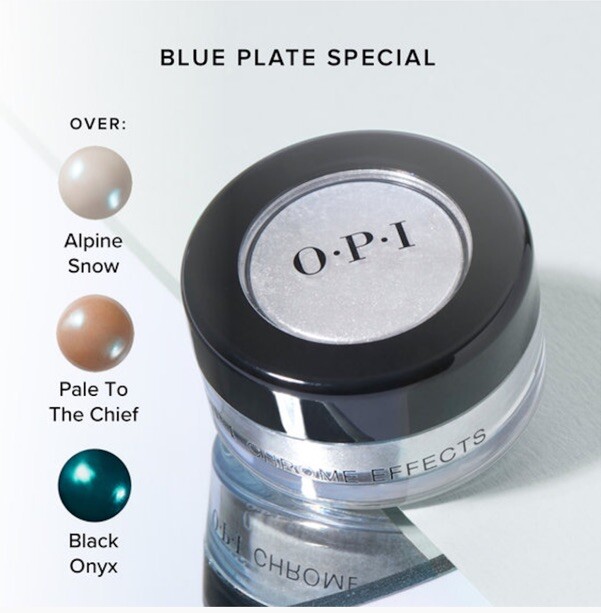 2 OPI Chrome Effects Mirror Shine Nail Powder CP004 – Blue Plate Special 0.1 oz
