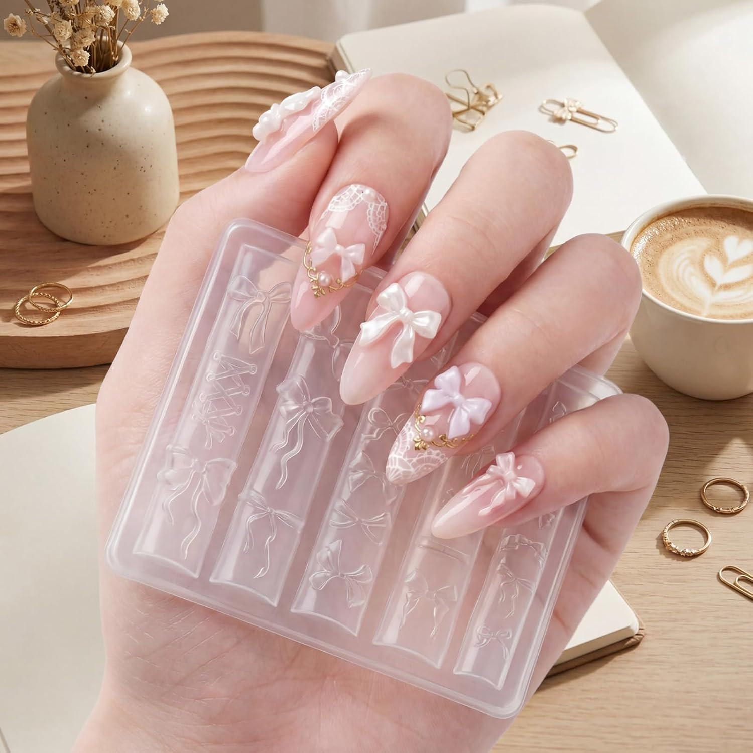 Bowknot Silicone Nail Molds 3D Gel Bow Nail Charms Cute Bows Nail Art Sculpture