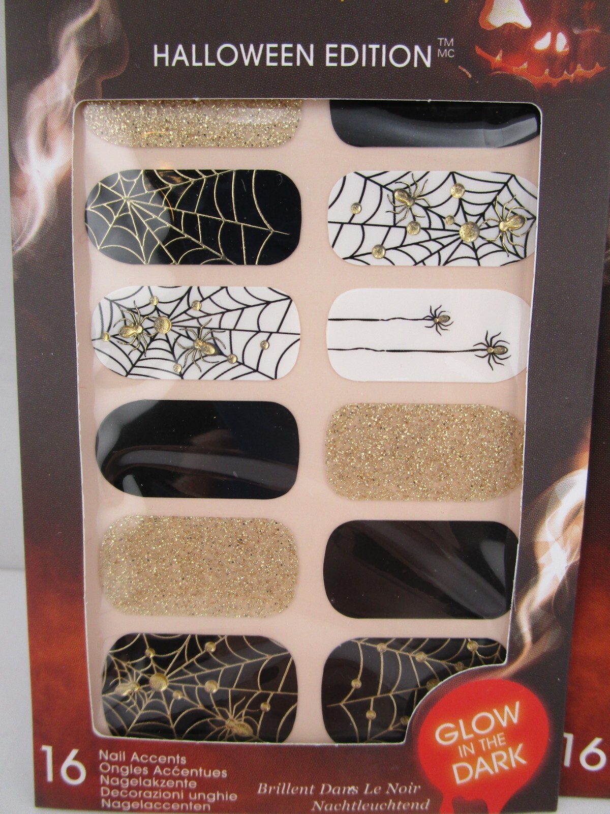 KISS Mani Pop Nail Accents Stickers Halloween 87792 Glow in Dark 16ct Ea, 2 PACK