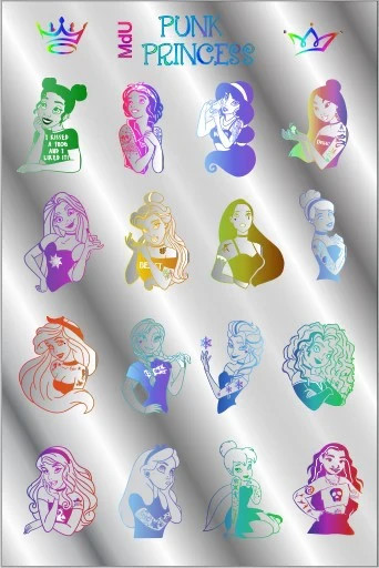 Mundo de Unas Disney Princess in Punk Aesthetic Nail Stamping Plate
