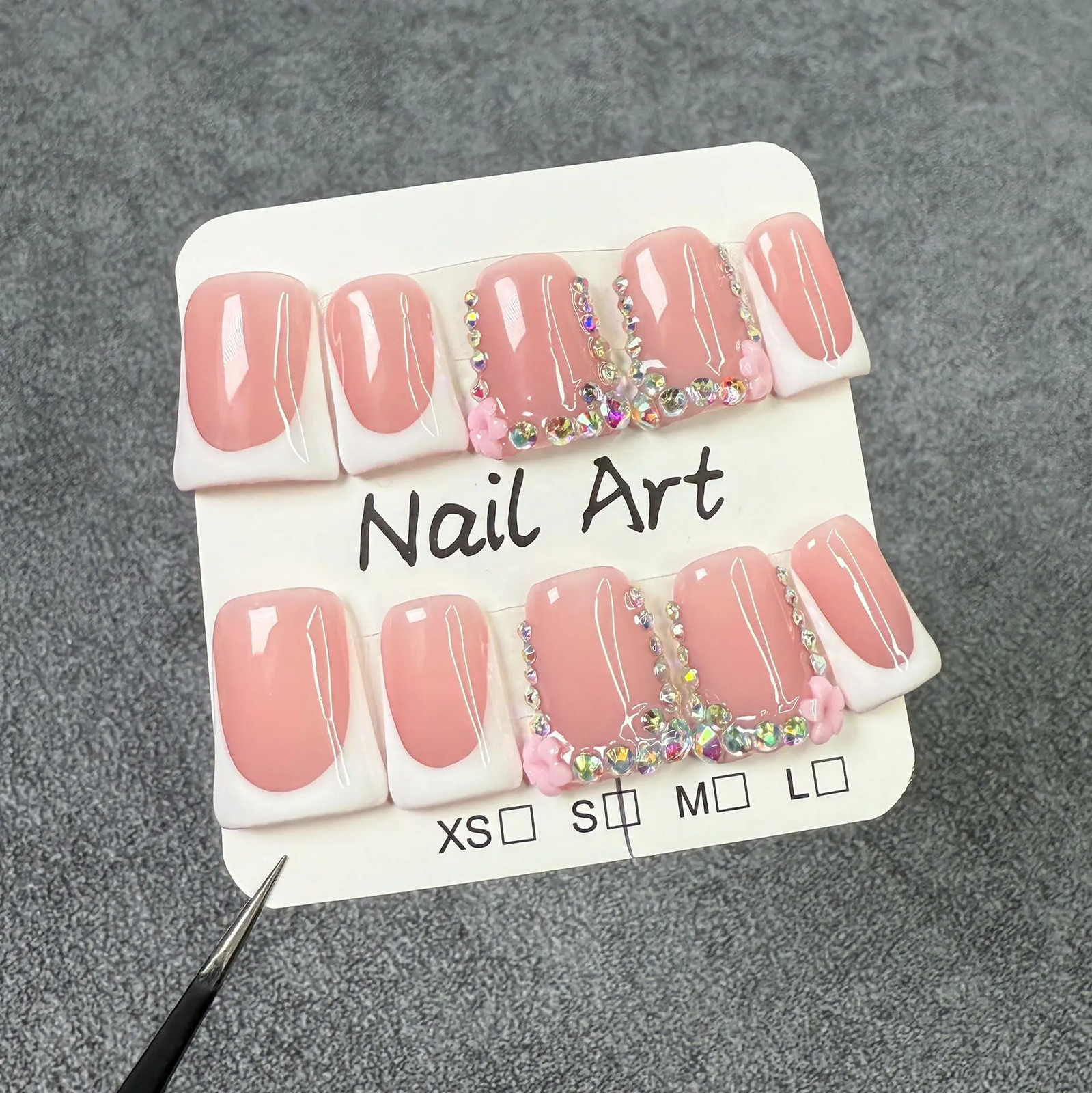 10pcs Handmade Press on Nails Art Simple White French Short Fake Nail Wearable
