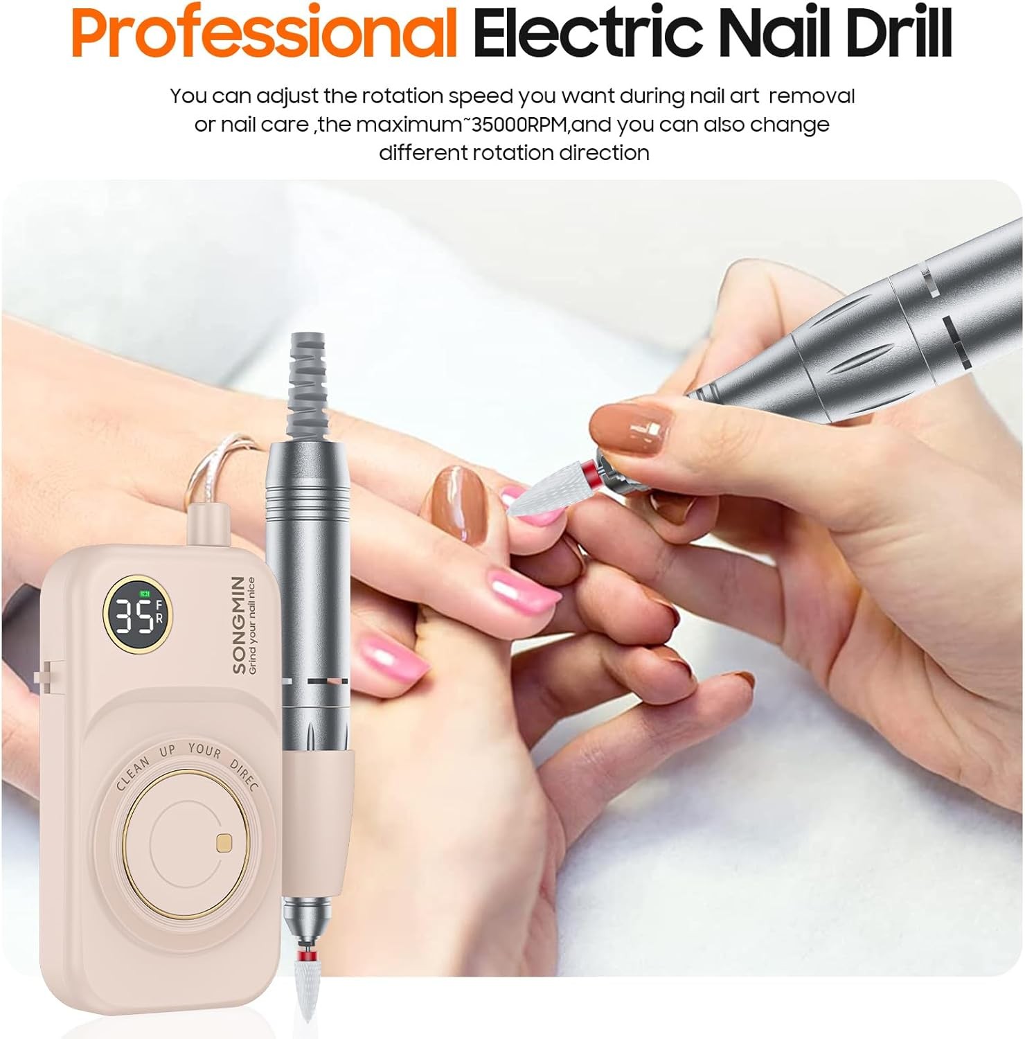 Profal Nail Drill 35000 R, SONIN Portable Cordl Efile with
