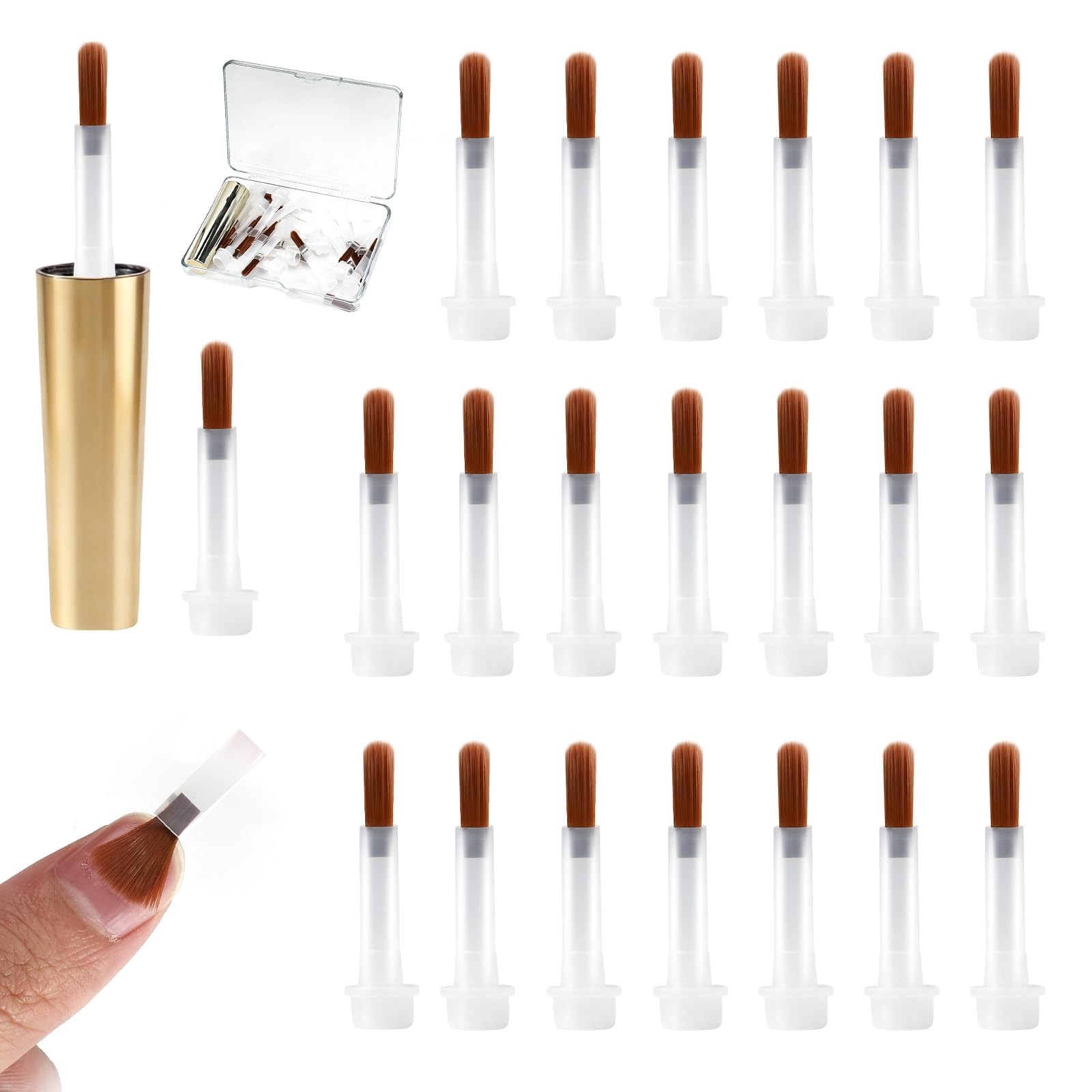 Nail Polish Brush Set, 20-Pack Professional Replacement Brush Heads with Synt…