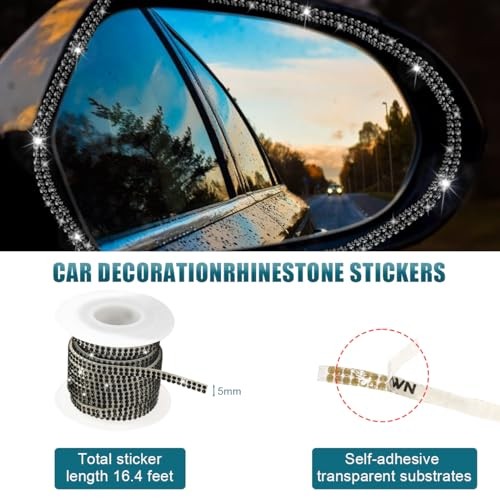 Ohleats Bling Car Trim Self Adhesive, 16.4 Ft Auto Interior Exterior Black