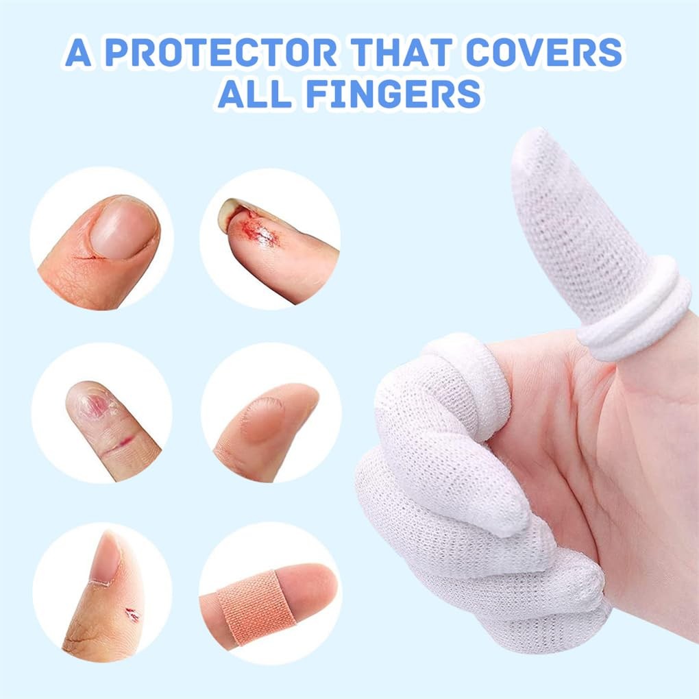 pcs White Cotton Finger Bandages Tubular Finger Cots for Work Kitchen