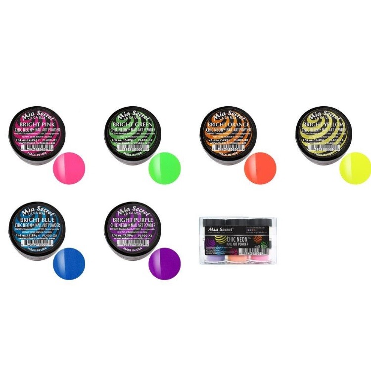 Mia Secret Nail Art Acrylic Collection Powder 6 Colors Set – Neon Chic