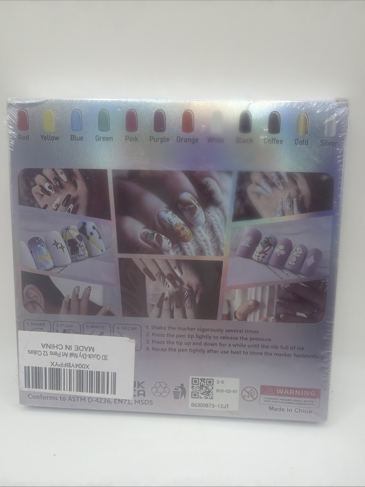 12 Colors Nail Art Markers Quick Dry Acrylic Pens DIY 3D Manicure Nail Art Set