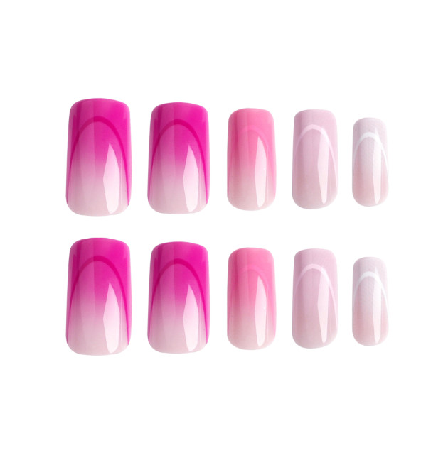 Gradient lilac purple press-on nails,4-color stripe nail art,medium coffin shape