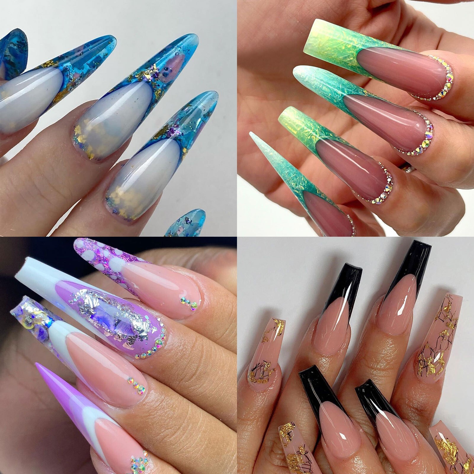 288Pcs/Box Poly Nail Gel Extension Mold Tips Nail Art Dual Quick Building Forms