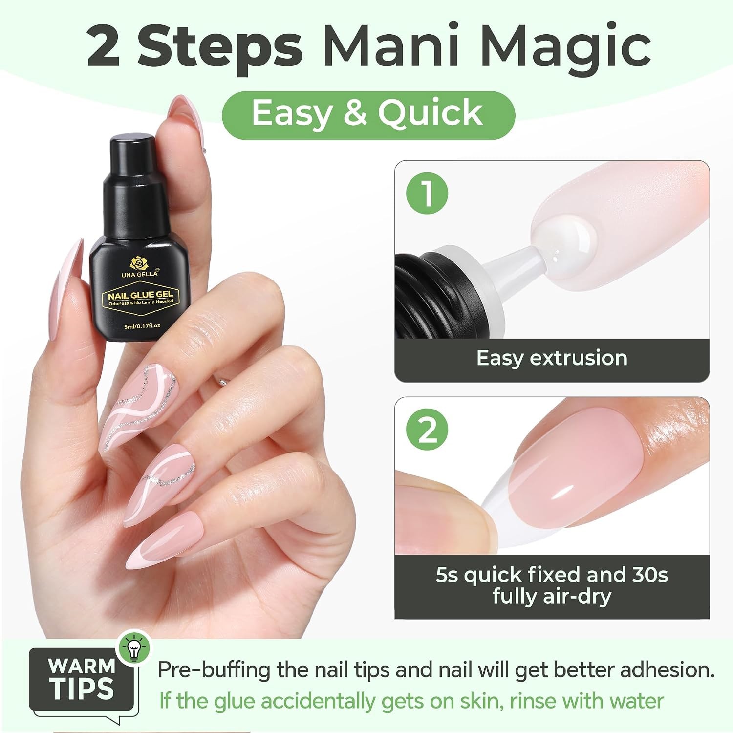 Gel Nail Glue Press On Nails Fast Dry Pegamento Uñas Postizas Strong 3x5ml