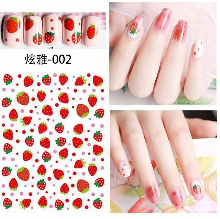 Nail Stickers Waterproof Nail Art Design DIY Decal Flower Fruit Starter Easy Use