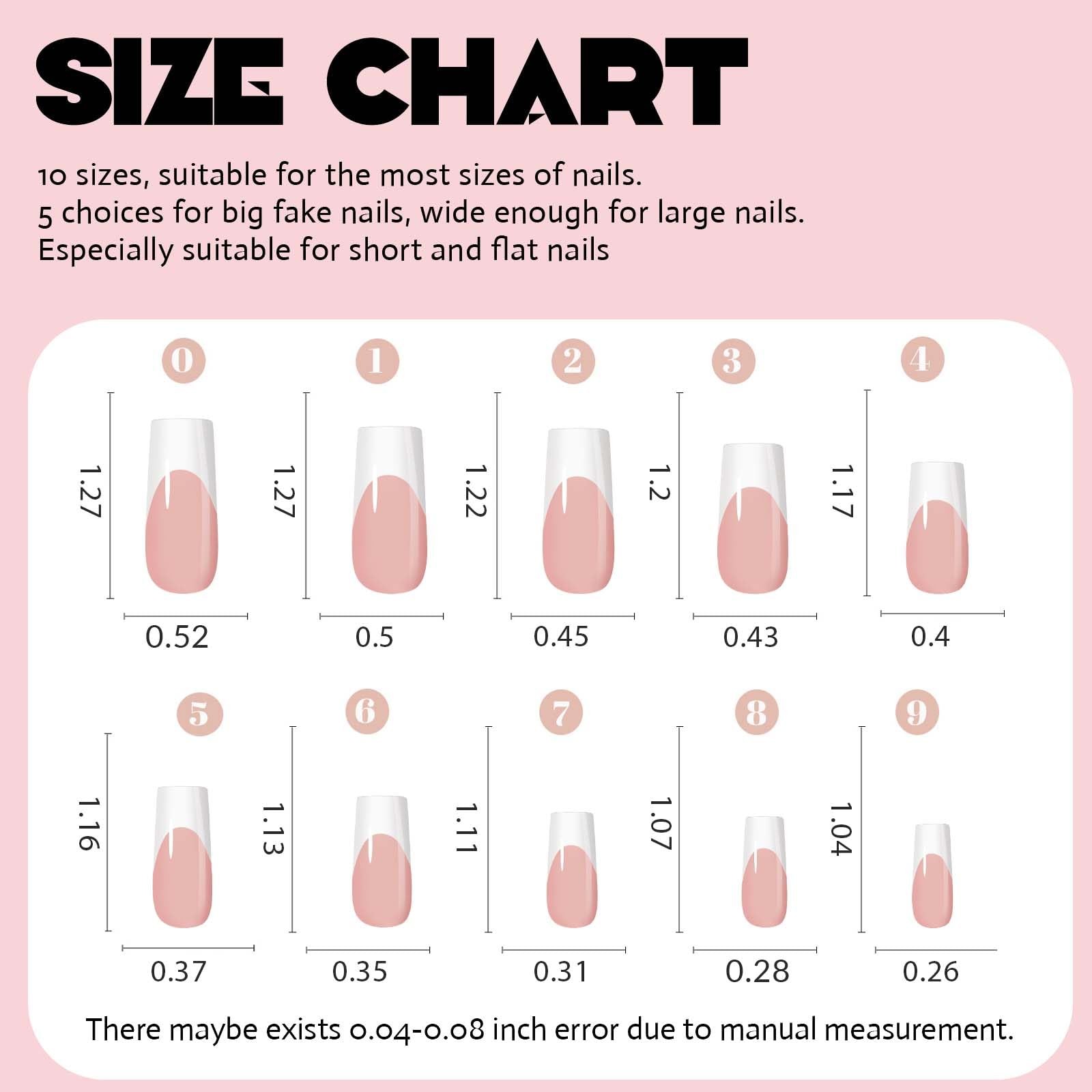 120 pcs French Tips Press on Nails Long Square (Pack of 120), Style-2