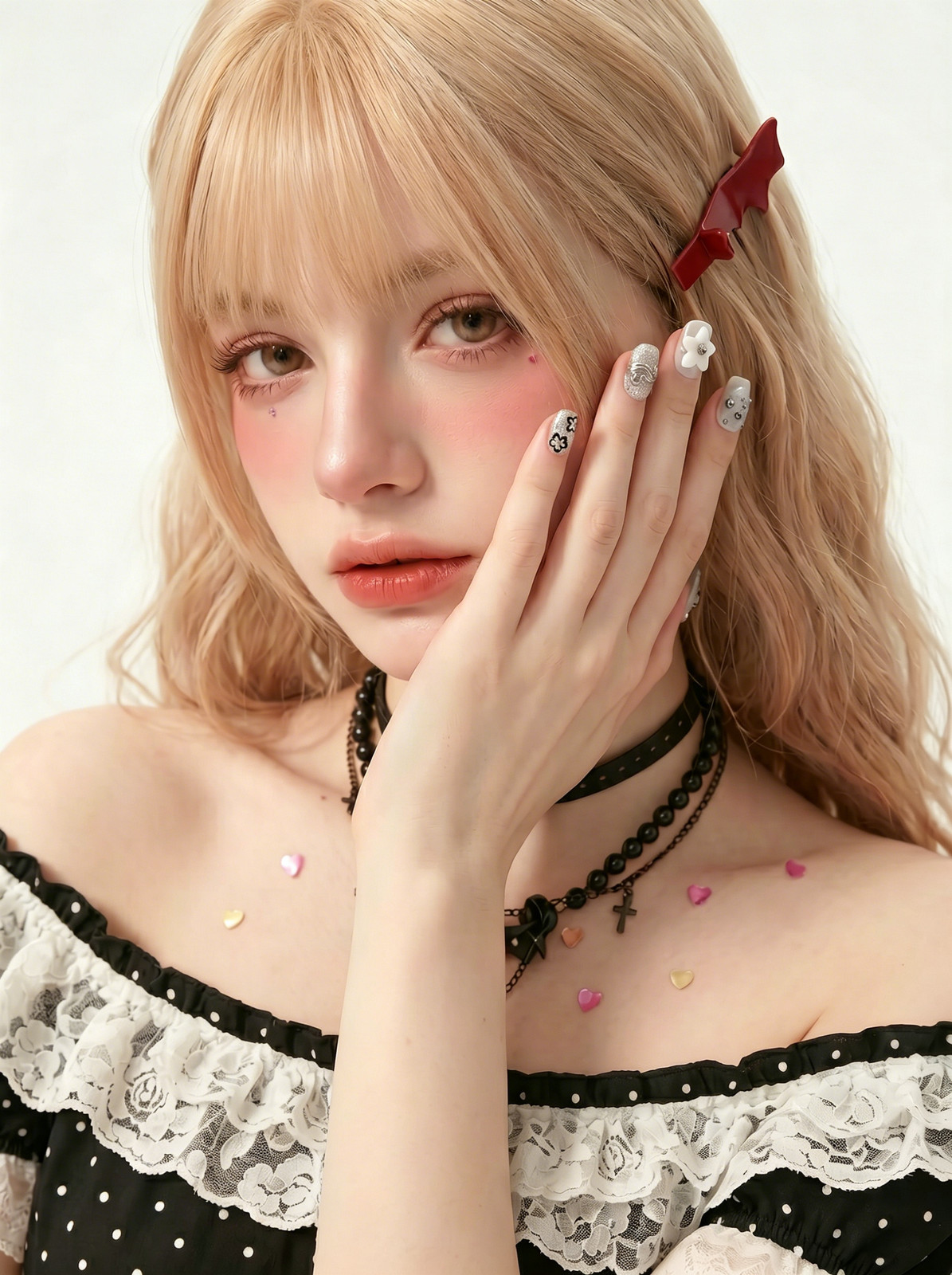 LUNODOLL [Silver Foil Blossom] 2026 Gray Niche Y2K Millennium Style Art Handmade