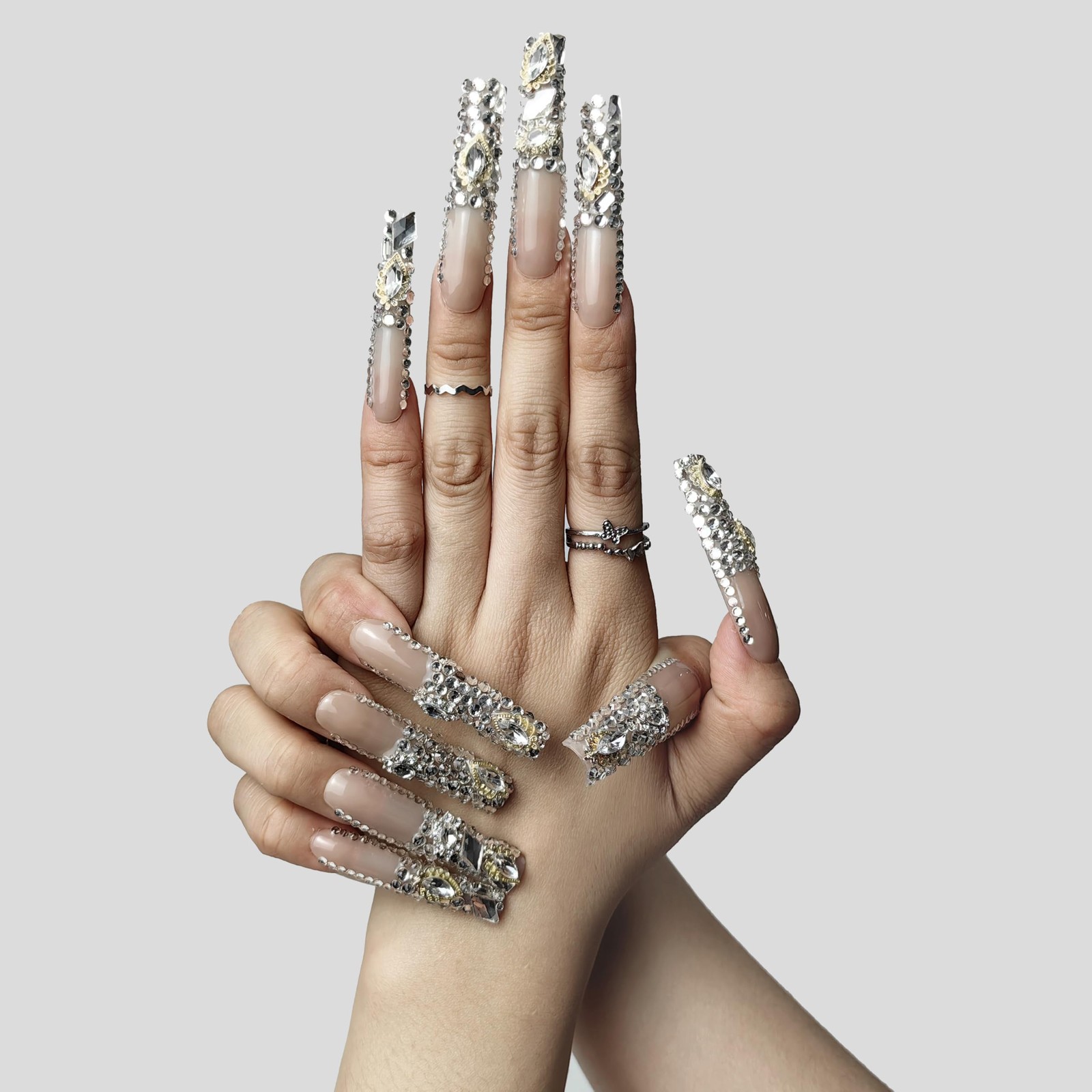 Diamond Veil Acrylic Press On Nails Stunning Bling Nails