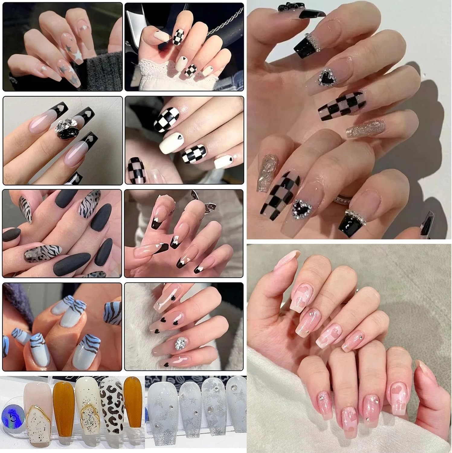 144-Design Airbrush Nail Stencil Set – DIY Nail Art Stickers & Decals for Hom…
