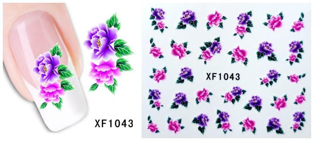 Nail Art Water Transfer Sticker Decal Stickers Pretty Flowers Pink XF1043