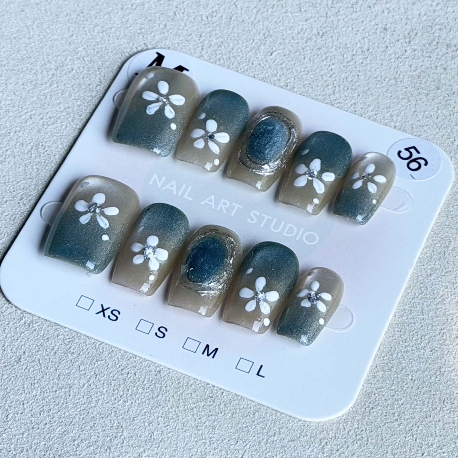Unique Handmade Press-On Nails Size M | One of a Kind Set, Reusable 56